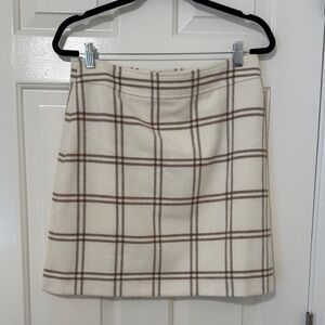 J Crew Plaid wool-blend A-line mini skirt Womens Size 8 Ivory